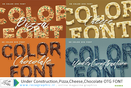 Under Construction,Pizza,Cheese,Chocolate OTG FONT ( www.rezagraphic.ir )