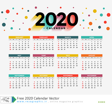 Free 2020 Calendar Vector ( www.rezagraphic.ir )