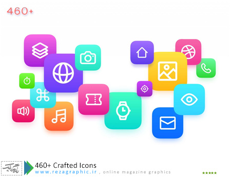 ۴۶۰+ Crafted Icons ( www.rezagraphic.ir )