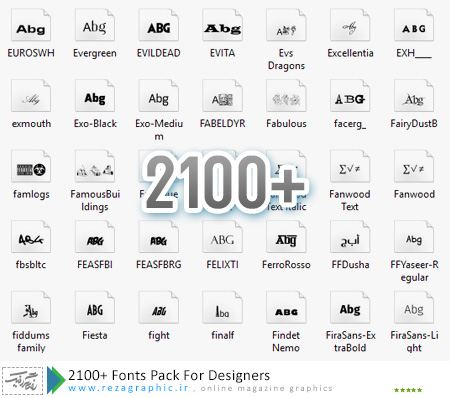 More Than 2100 Fonts Pack For Designers ( www.rezagraphic.ir )