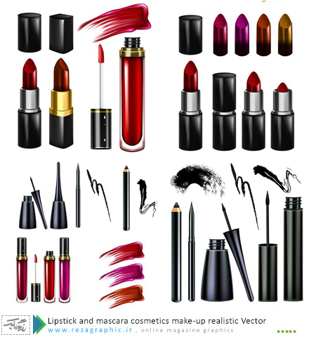Lipstick and mascara cosmetics make-up realistic Vector ( www.rezagraphic.ir )