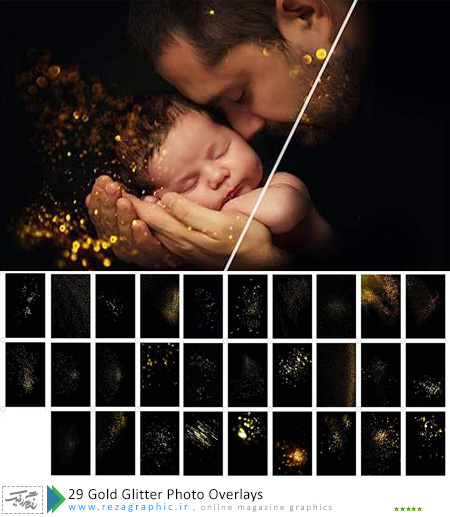 ۲۹ Gold Glitter Photo Overlays ( www.rezagraphic.ir )