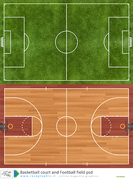 Basketball court and Football field psd ( www.rezagraphic.ir )