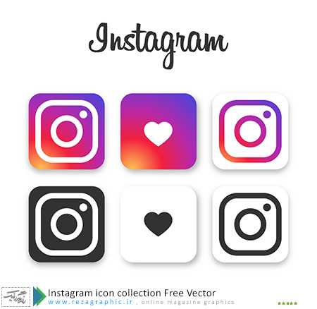 Instagram icon collection Free Vector ( www.rezagraphic.ir )