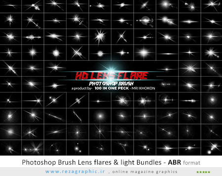 Photoshop Brush Lens flares & light Bundles ( www.rezagraphic.ir )