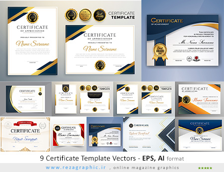 ۹ وکتور تمپلت و طرح گواهینامه – Certificate Template Vectors