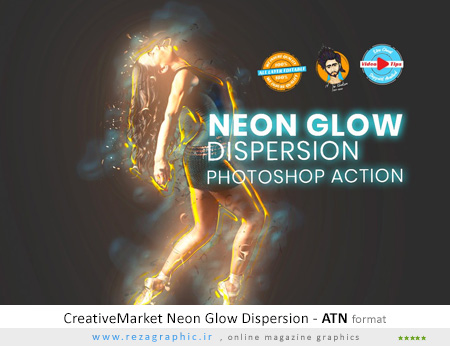 اکشن فتوشاپ پراکندگی نئونی درخشان فتوشاپ – Neon Glow Dispersion Photoshop Actions
