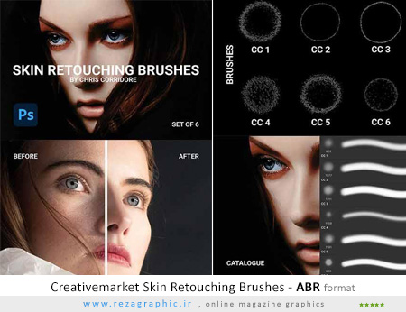مجموعه براش فتوشاپ روتوش پوست و صورت – Creativemarket Skin Retouching Brushes
