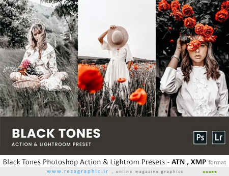 اکشن فتوشاپ و پریست لایتروم تن سیاه – Black Tones Photoshop Action & Lightrom Presets
