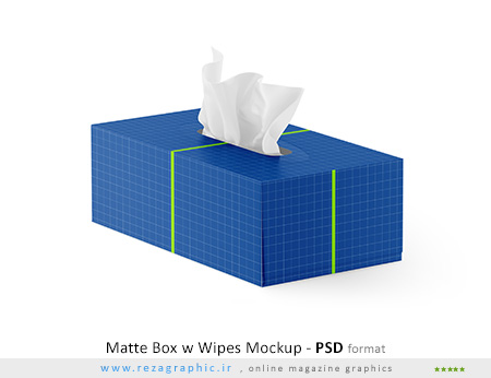 طرح لایه باز موک آپ بسته بندی دستمال کاغذی – Matte Box wet Wipes Mockup