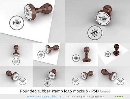 طرح لایه باز موک آپ مهر دایره ایی با لوگو – Rounded rubber stamp logo mockup