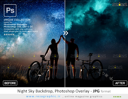 تصاویر پوششی فتوشاپ پس زمینه آسمان شب – Night Sky Backdrop, Photoshop Overlay