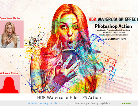 اکشن فتوشاپ افکت آبرنگ HDR – HDR Watercolor Effect Photoshop Action