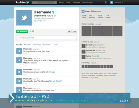 طرح لایه باز رابط کاربری گرافیکی توییتر | رضاگرافیک