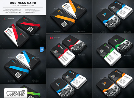 ۲ طرح لایه باز کارت ویزیت کسب و کار با رنگبندی مختلف – Business Card Bundle