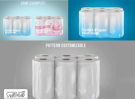 طرح لایه باز موک آپ بسته بندی دستمال کاغذی توالت – Toilet Paper Package Mockup
