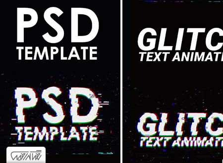 طرح لایه باز افکت متن متحرک گلیچ + فیلم آموزشی – Animated Glitch Text Effect for Photoshop