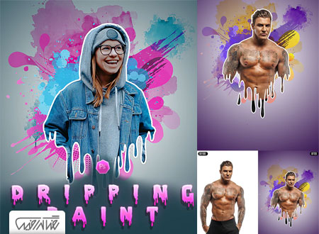 طرح لایه باز افکت آماده نقاشی چکه ایی – GraphicRive Dripping Painting Photoshop Effect