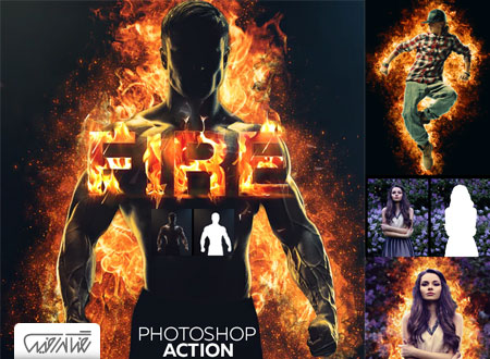اکشن فتوشاپ افکت آتش گرافیک ریور – GraphicRiver Fire Effect Photoshop Action