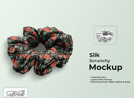طرح لایه باز موک آپ اسکرانچی ابریشمی – Silk Scrunchy Mockup