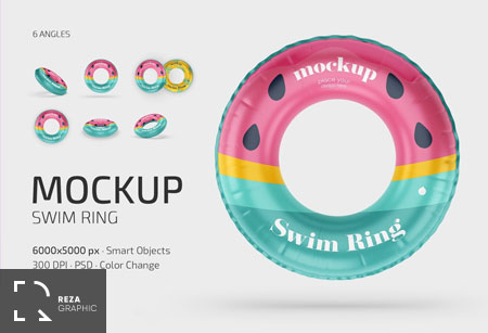 طرح لایه باز موک آپ حلقه تیوپ شنا – Swim Ring Mockup Set