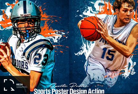 اکشن تبدیل عکس به پوستر ورزشی برای فتوشاپ – Sports Poster Design Action