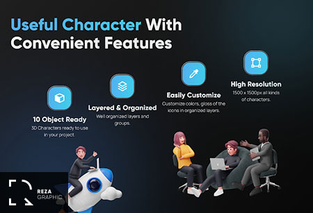 مجموعه تصاویر کاراکتر سه بعدی استارتاپ و محیط کاری – Workly – Startup & Work 3D Character